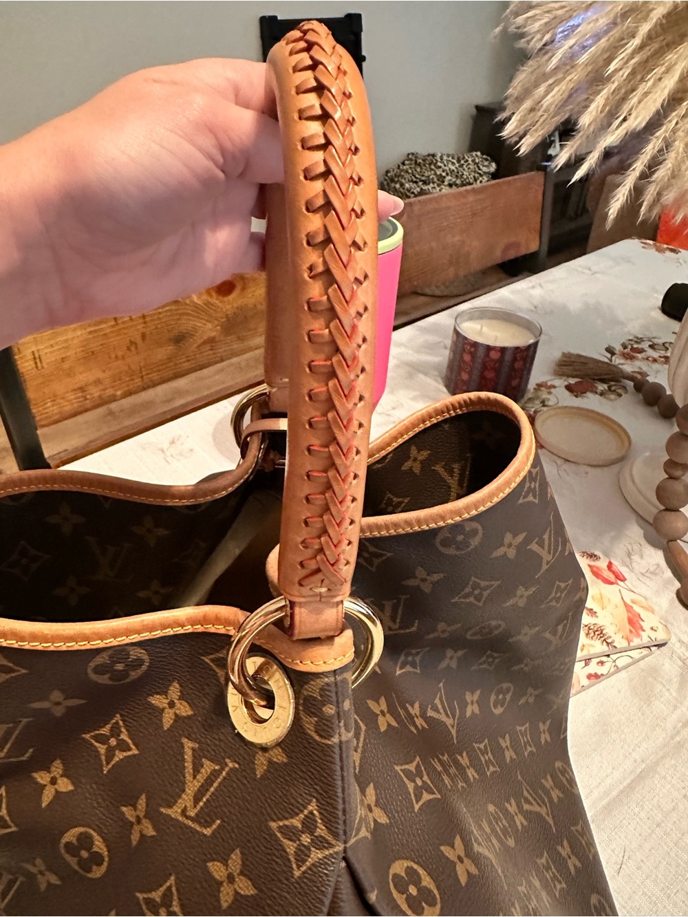 Authentic Louis Vuitton Monogram Canvas Hobo Shoulder Bag in Brown and Tan - Picture 11 of 12
